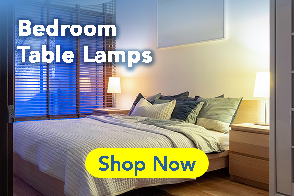 bedroom table and floor lamps