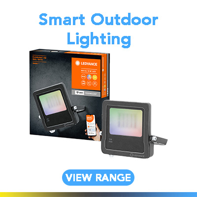 Smart Outdoor lighting Picture of a smart colour changing flood light