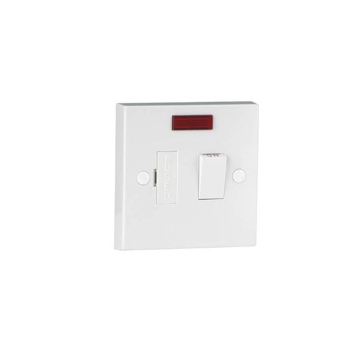 ML Knightsbridge SN6300N (10 PACK) Square Edge White Switched Fused Connection Spur Unit with Neon 13A