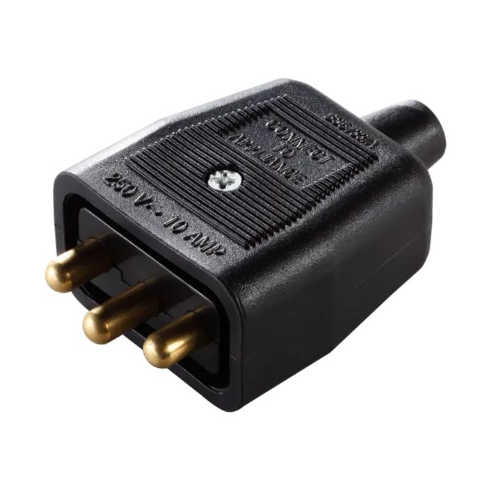 BG Permaplug 10 Amp Heavy Duty 3 Pin (With Earth) Connector Black