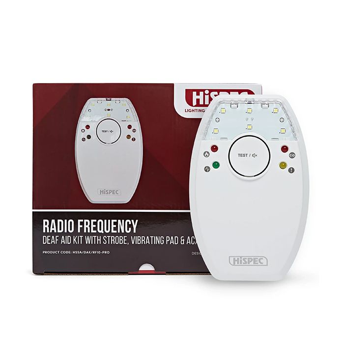 HiSPEC Deaf Aid Kit with Strobe Vibrating Pad and AC/DC Adaptor