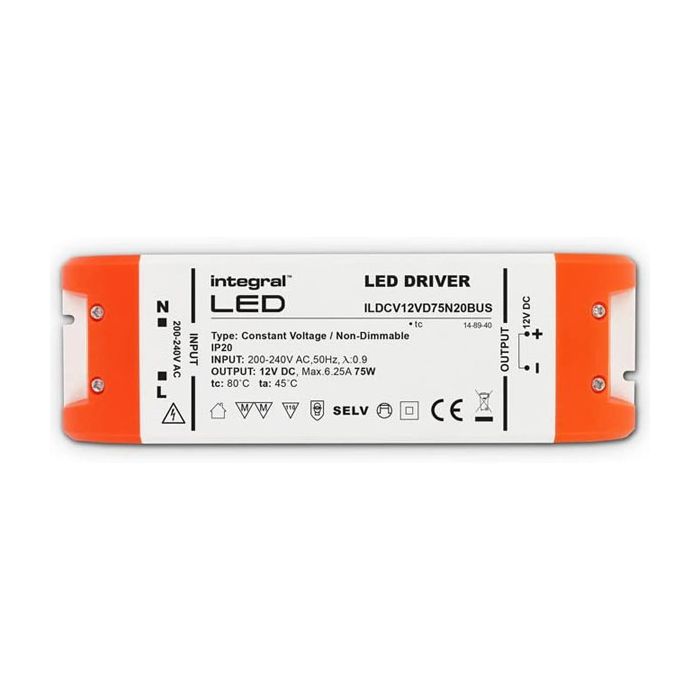 Integral 75W Constant Voltage LED Driver 200-240VAC to 12VDC
