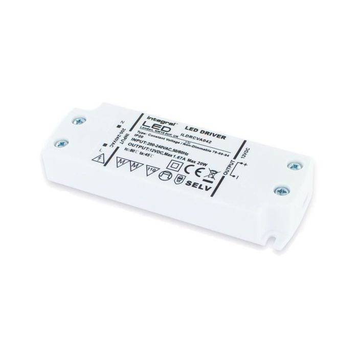Integral LED ILDRCVA042 Constant Voltage Non-Dimmable 20W LED Driver 200-240VAC to 12VDC