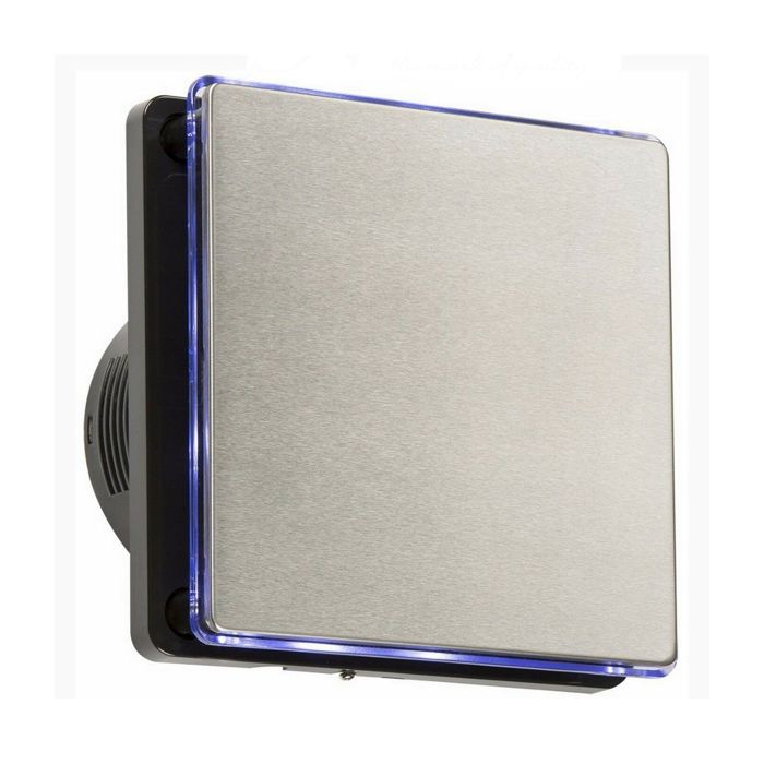 MLA 4 Inch LED Backlit Extractor Fan with Overrun Timer Black and Stainless Steel