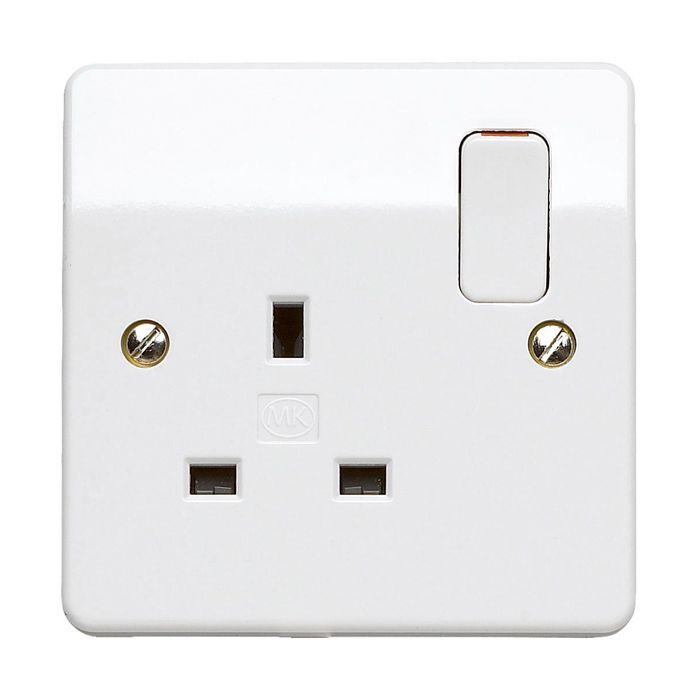 MK Logic Plus Single Double Pole Switched Socket New