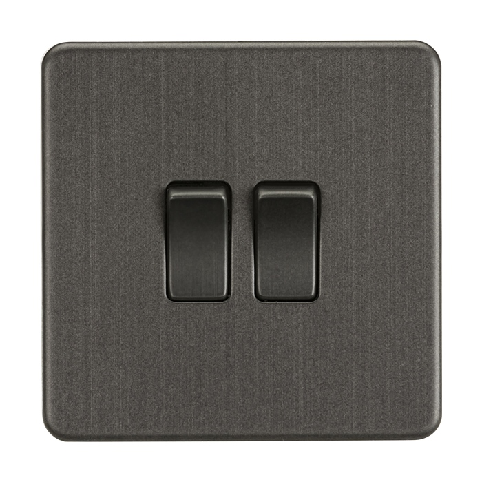 MLA Knightsbridge Screwless Smoked Bronze 2 Gang 2-Way Switch