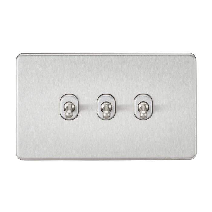 MLA Screwless 10AX 3G 2-Way Toggle Switch - Brushed Chrome