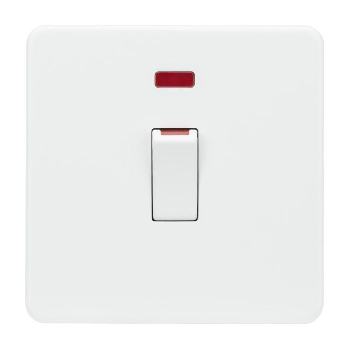 MLA Screwless 45A 1G DP Switch with Neon - Matt White