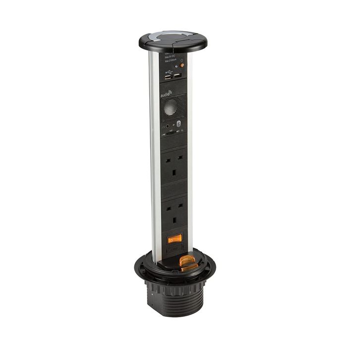 MLA Knightsbridge SK005A Pop Up 2 Gang Socket 13A with Built In Bluetooth Speaker and USB Charger