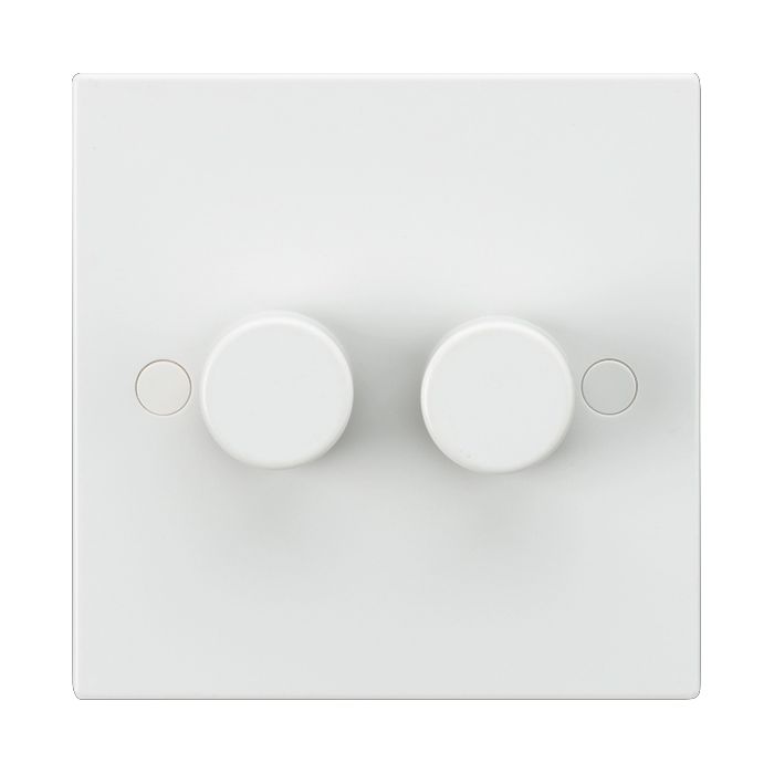 MLA Knightsbridge SN2162 (5 PACK) Square Edge White Plastic 2 Gang LED Ready Leading Edge Dimmer Switch