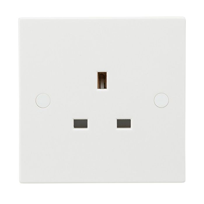 MLA Knightsbridge SN7000U Square Edge White Plastic Unswitched Double Pole 1 Gang Socket 13A