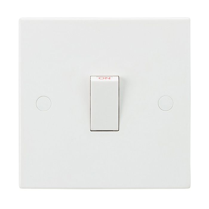 MLA Knightsbridge SN8341 Square Edge White Plastic 1 Gang Double Pole Plate Switch 20A