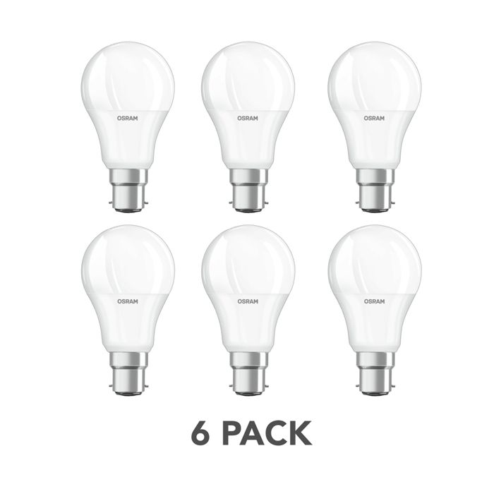OSRAM LED BASE CLASSIC A B22d 8.5W 60W 2700k 6 Pack