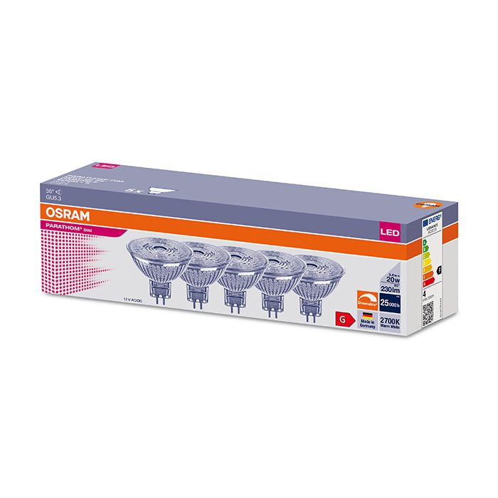 Osram Parathom 3.4W Dimmable LED MR16 Spot 36D 2700K 5 Pack