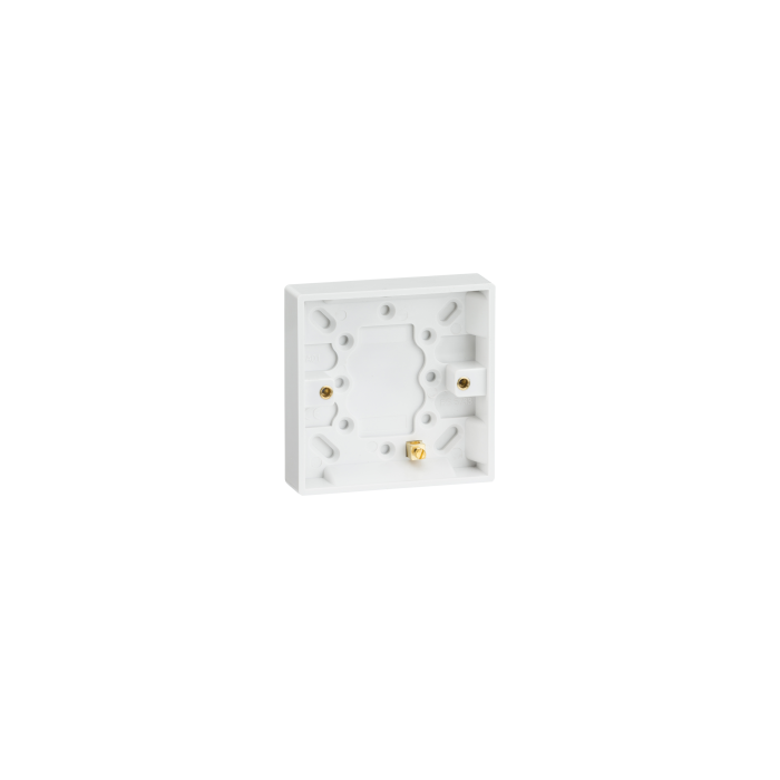 ML Knightsbridge SN1300 Square Edge White Single 1 Gang 16mm Pattress Box with Earth Terminal
