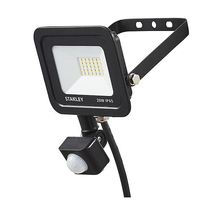 Stanley 20W LED Slimline Floodlight with PIR Black 