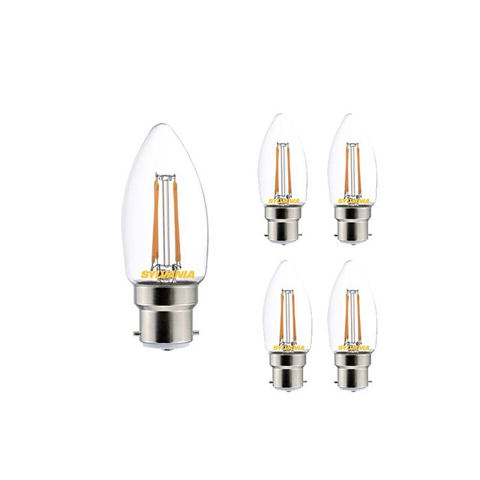 Sylvania Toledo 4.5W Clear LED Candle Bulb 2700K Bayonet Cap (4 Pack)
