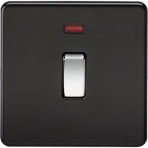 MLA Screwless 20A 1G DP Switch with Neon - Matt Black with Chrome Rocker