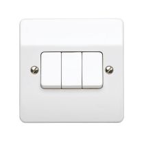 MK Logic Plus K4873 10A 3 Gang Plateswitch - White