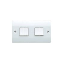 MK Logic Plus K4874 10A 4 Gang Plateswitch - White