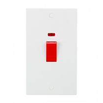 ML Knightsbridge SN8332N (5 PACK) Square Edge White 2G Size Double Pole Cooker Switch with Neon 45A
