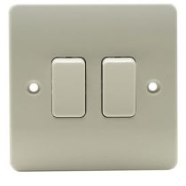 MK Logic Plus K4872 10A 2 Gang Plateswitch - White