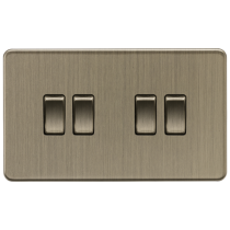 ML Accessories Antique Brass 4 Gang 2-Way Screwless Switch