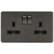 ML Accessories Smoked Bronze 2 Gang Socket With Black Inserts