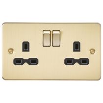 MLA Brushed Brass 2 Gang Socket With Black Inserts