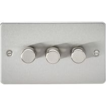 MLA Knightsbridge Flat Plate 3 Gang 2 way 10-200W (5-150W LED) Trailing Edge Dimmer Brushed Chrome