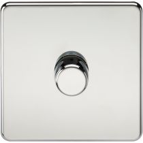 MLA Knightsbridge Screwless 1 Gang 2-way 10-200W (5-150W LED) Intelligent Dimmer Polished Chrome