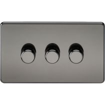 MLA Knightsbridge Screwless 3 Gang 2-way 10-200W (5-150W LED) Trailing Edge Dimmer Black Nickel