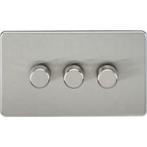 MLA Knightsbridge Screwless 3 Gang 2-way 10-200W (5-150W LED) Intelligent Dimmer Brushed Chrome