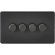 MLA Knightsbridge Screwless 4 Gang 2-way 10-200W (5-150W LED) Intelligent Dimmer Matt Black
