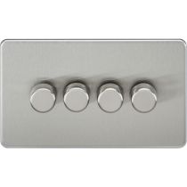 MLA Knightsbridge Screwless 4 Gang 2-way 10-200W (5-150W LED) Trailing Edge Dimmer Brushed Chrome