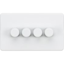 MLA Knightsbridge Screwless 4 Gang 2-way 10-200W (5-150W LED) Intelligent Dimmer Matt White