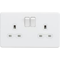 MLA-Knightsbridge Screwless Socket 2 Gang  Matt White