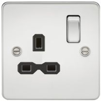 MLA Polished Chrome 1 Gang Socket with Black Insert
