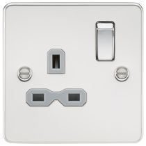 MLA Polished Chrome 1 Gang Socket With Grey Inserts 