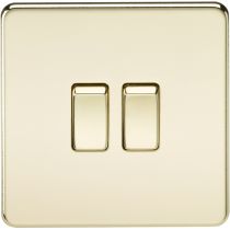 MLA Screwless 10AX 2G 2-Way Switch - Polished Brass