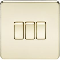 MLA Screwless 10AX 3G 2-Way Switch - Polished Brass