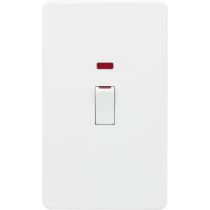 MLA Screwless 45A 2G DP Switch with Neon - Matt White