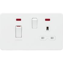MLA Screwless 45A DP switch and 13A switched socket with neons - matt white