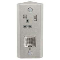 MLA Knightsbridge SKR0013 Steel Vertical Corner Mount Switched Socket 13A with 2x USB and Speaker