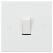 MLA Knightsbridge SN1000 Square Edge White Plastic 1 Gang 1 Way Plate Light Switch 10A