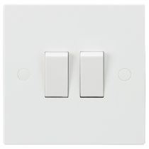 MLA Knightsbridge SN3000 Square Edge White Plastic 2 Gang 2 Way Plate Light Switch 10A