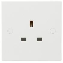 ML Knightsbridge SN7000U Square Edge White Plastic Unswitched Double Pole 1 Gang Socket 13A