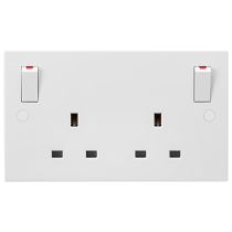MLA White 2 Gang White Double Pole Socket