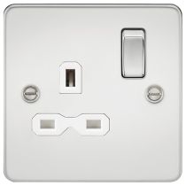 MLA Polished Chrome 1 Gang Socket With White Inserts