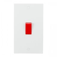 ML Knightsbridge SN8332 Square Edge White Plastic 2G Size Double Pole Cooker Switch 45A